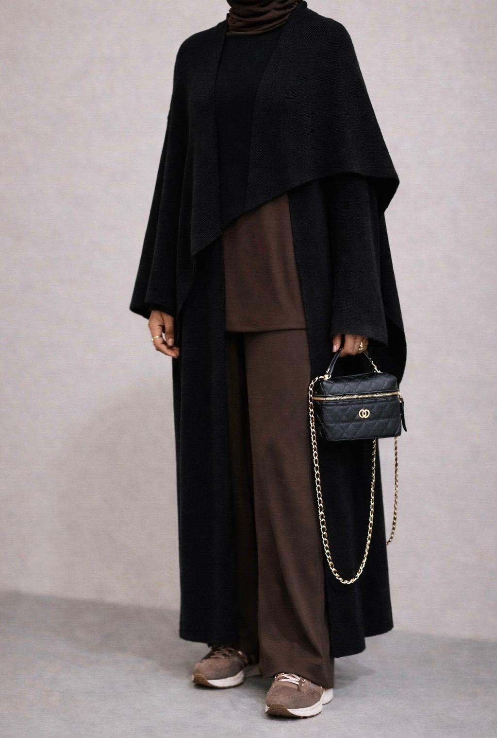 GILET MAXI LONG LEILA | NOIR