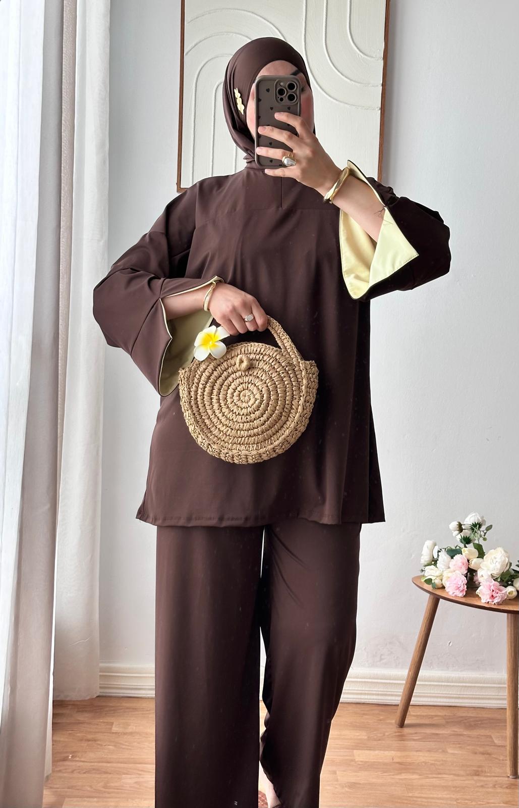 Burkini Lycia | Chocolat - Jaune