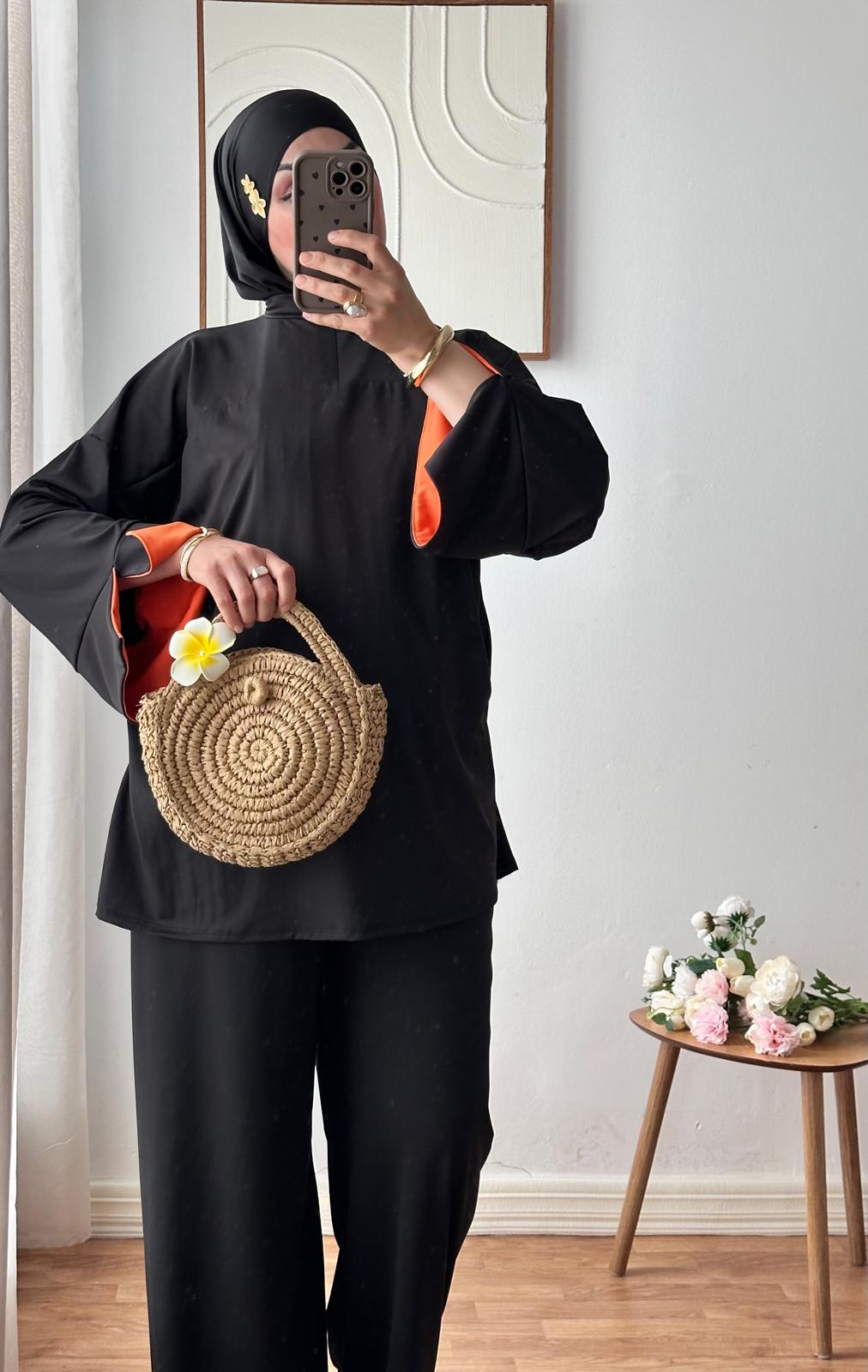 Burkini Lycia | Noir - Orange