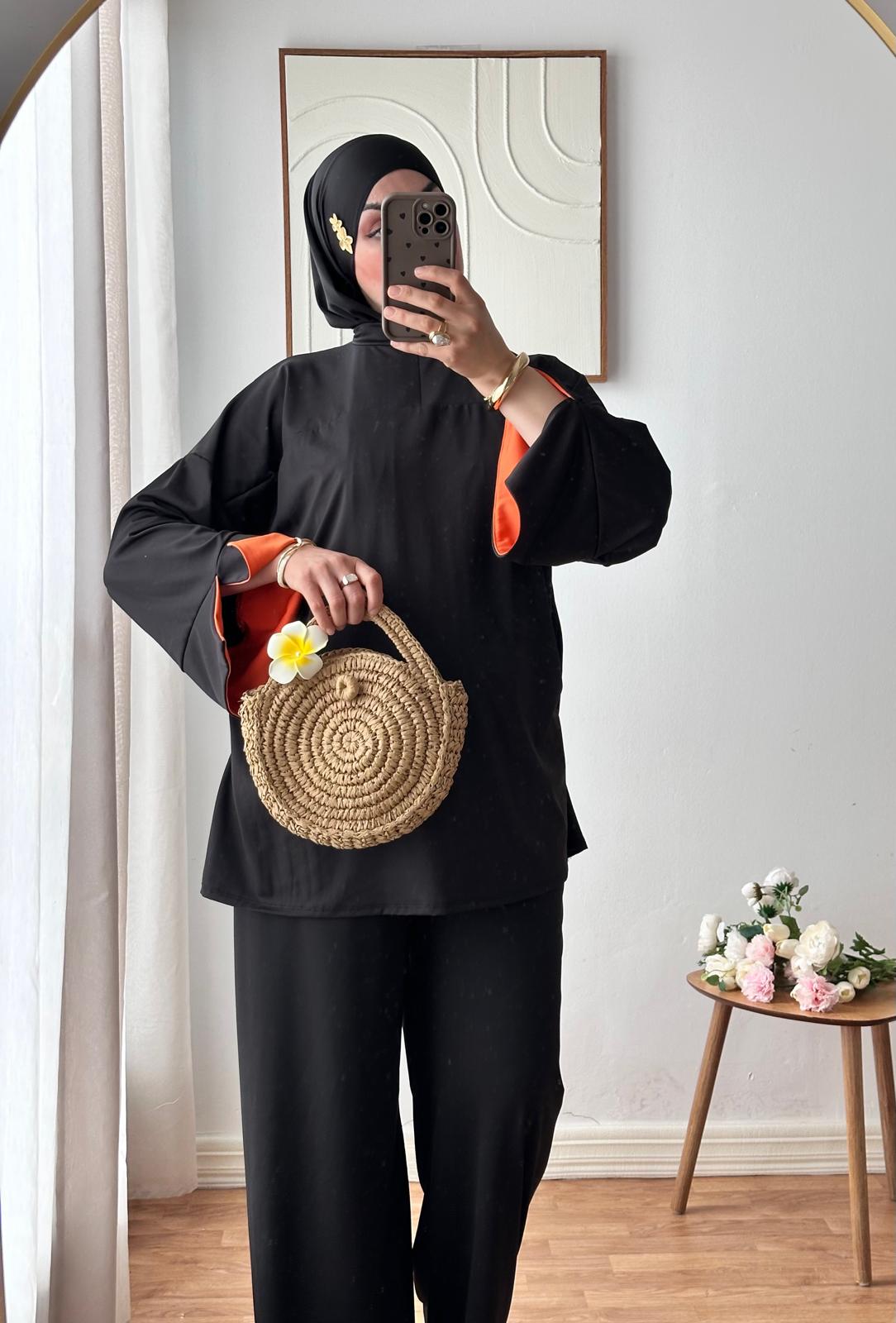 Burkini Lycia | Noir - Orange