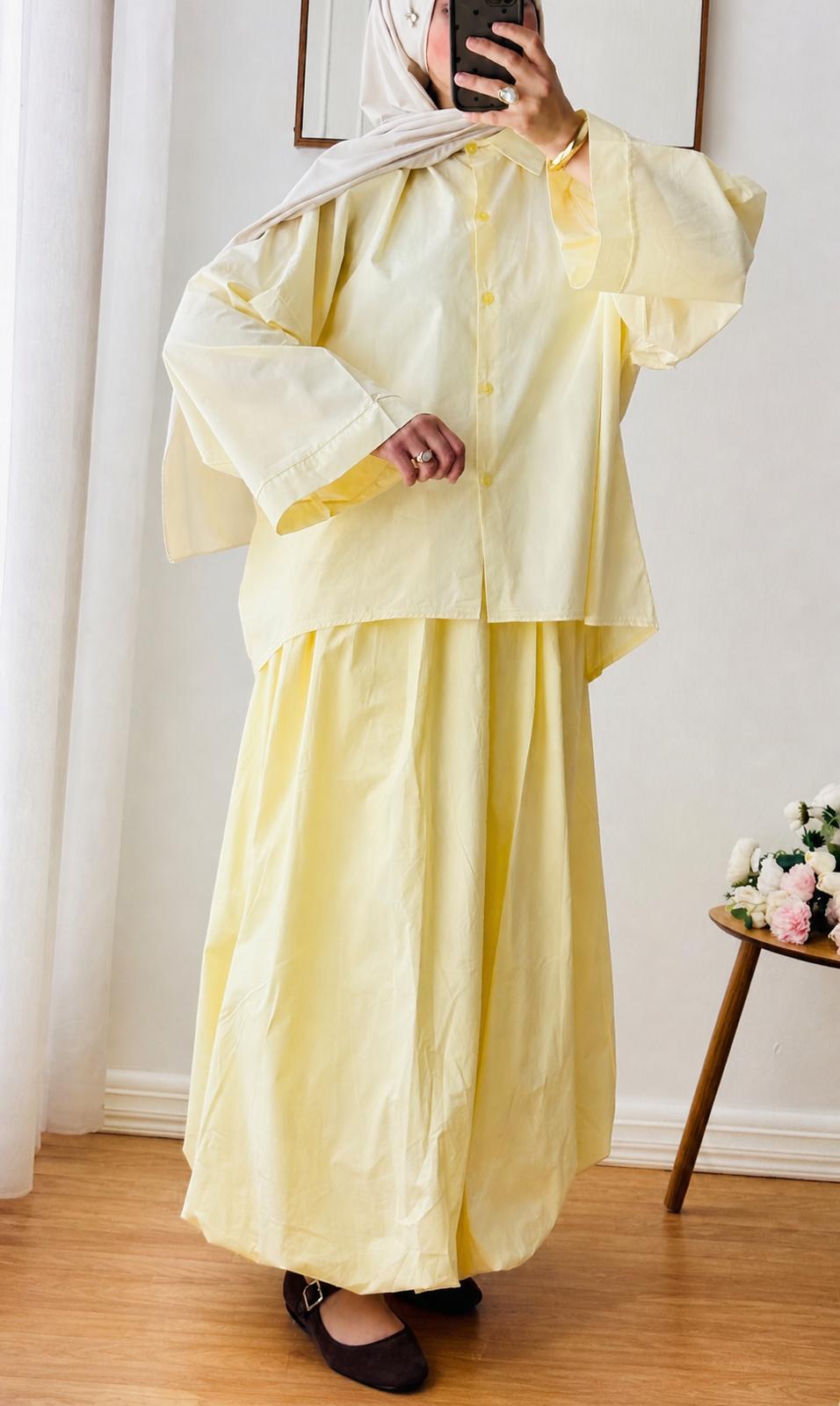 CHEMISE OVERSIZE AZURA  |JAUNE VANILLE