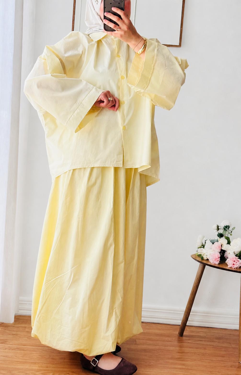 CHEMISE OVERSIZE AZURA  |JAUNE VANILLE