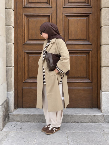 Polo marinière | Marron & beige