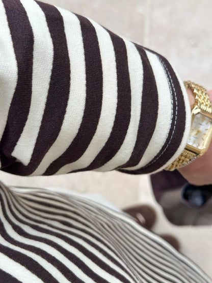 Polo marinière | Marron & beige