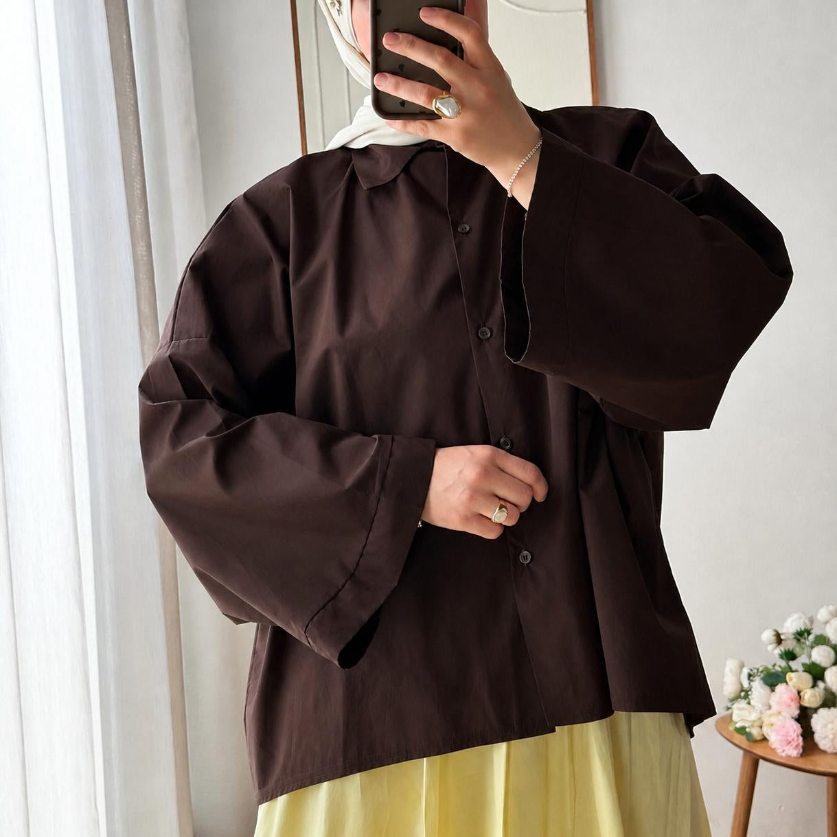 CHEMISE OVERSIZE AZURA  | CHOCOLAT