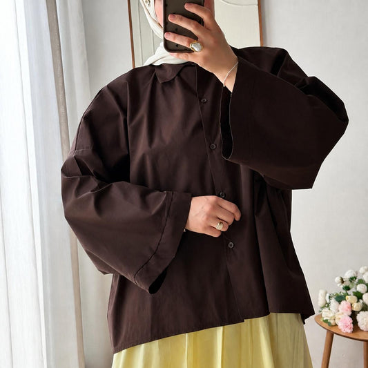 CHEMISE OVERSIZE AZURA  | CHOCOLAT