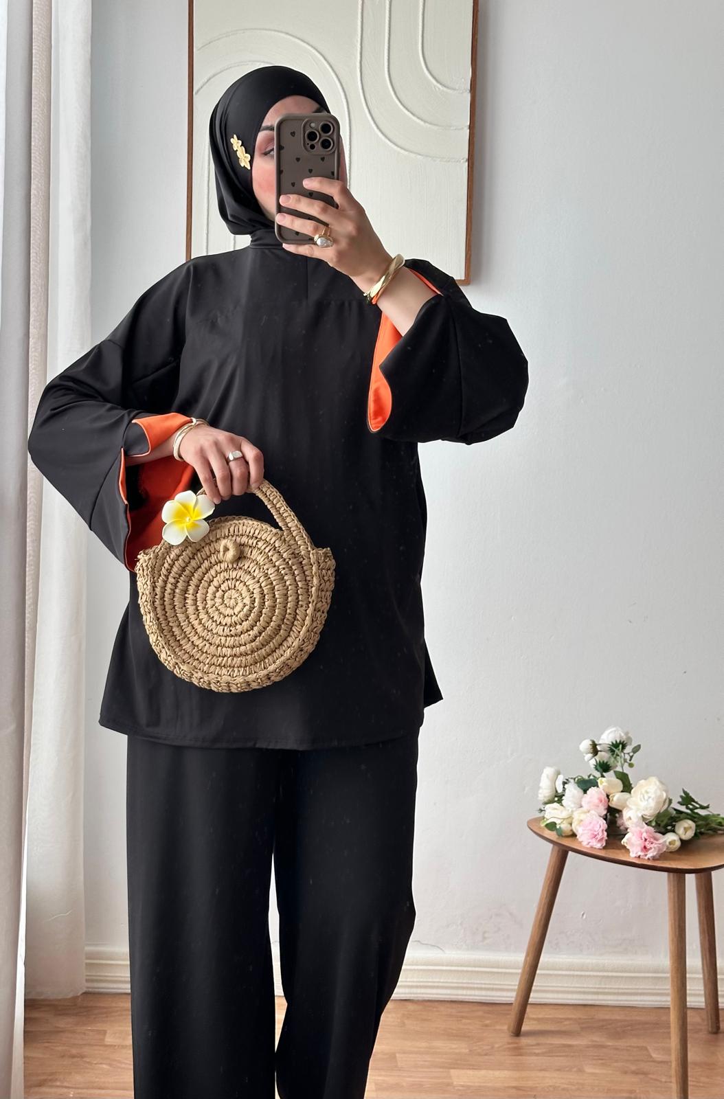 Burkini Lycia | Noir - Orange