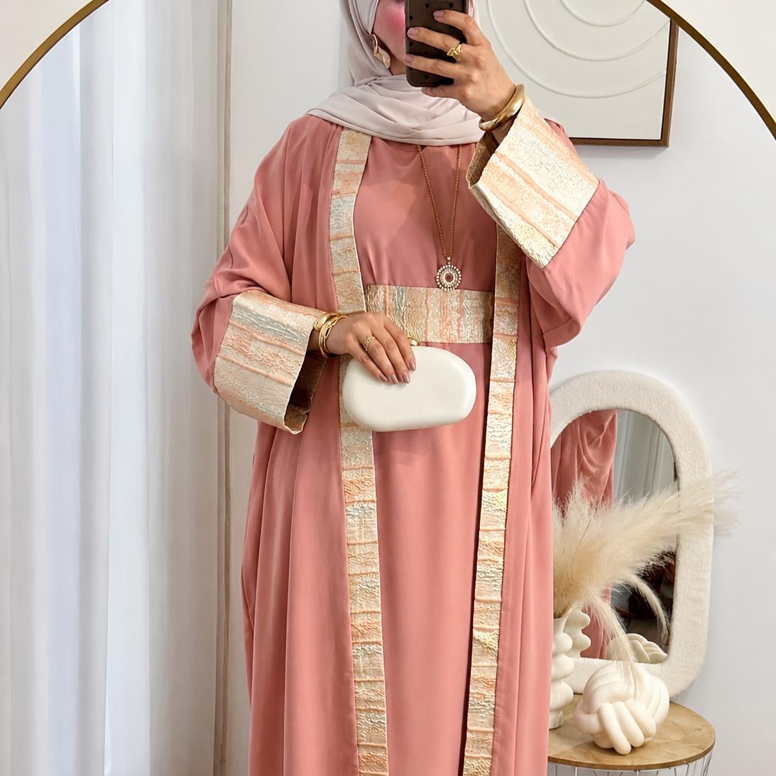 ENSEMBLE NOUR -3 PIECES | ROSE POUDRÉ