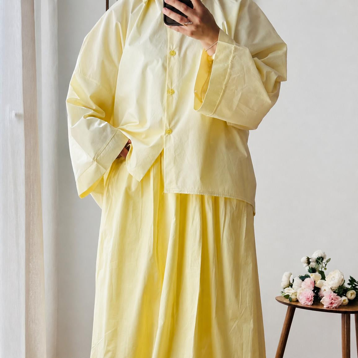 CHEMISE OVERSIZE AZURA  |JAUNE VANILLE